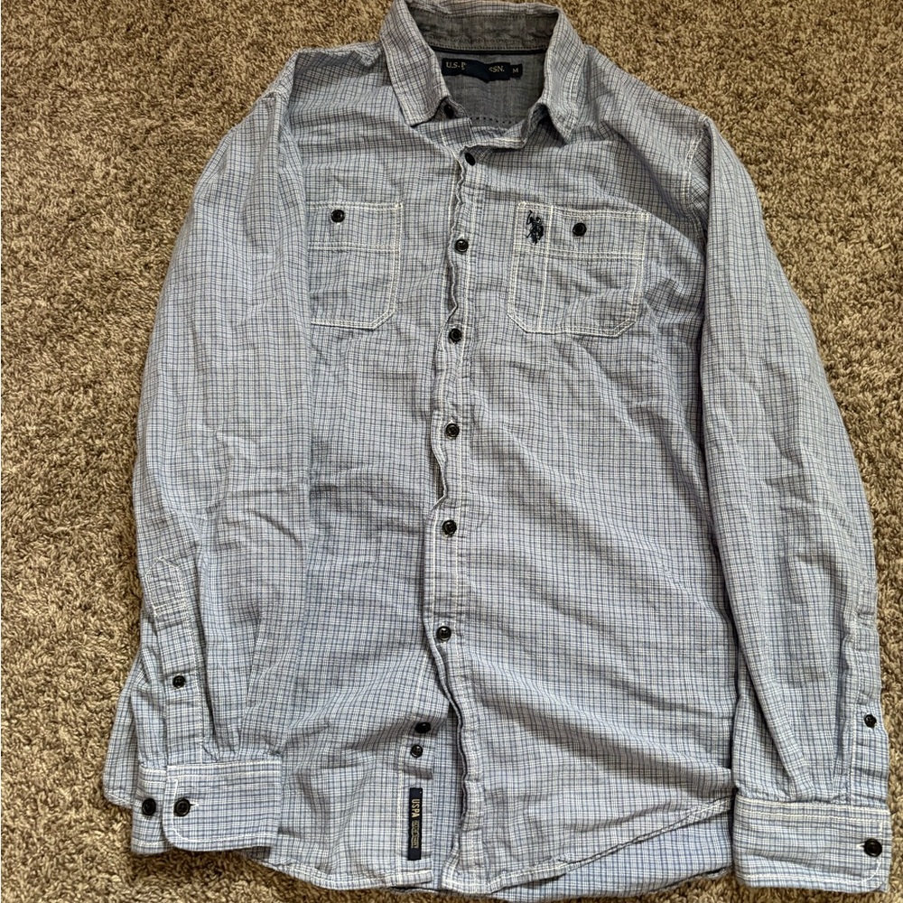 U.S. Polo Assn. Blue Checkered Button Down Shirt